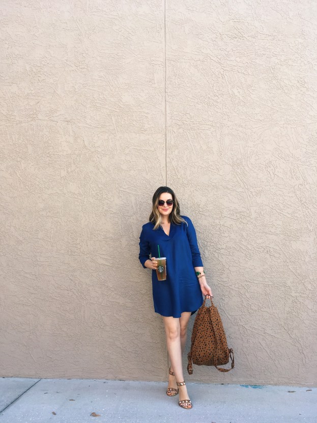 BB Dakota Shirt Dress with BAGGU canvas backpack OOTD | Real-life style blog